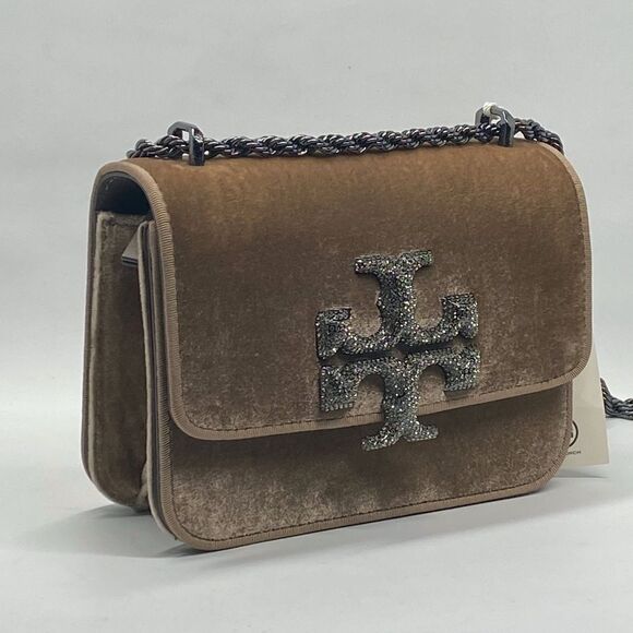 Tory Burch Eleanor Velvet Pavé Logo Small Convertible Shoulder Bag - Picture 5 of 16